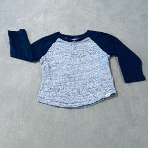 Baby Gap Toddler Boy SZ 2T Heather Blue and Navy Henley 3/4 Sleeve Tee Shirt